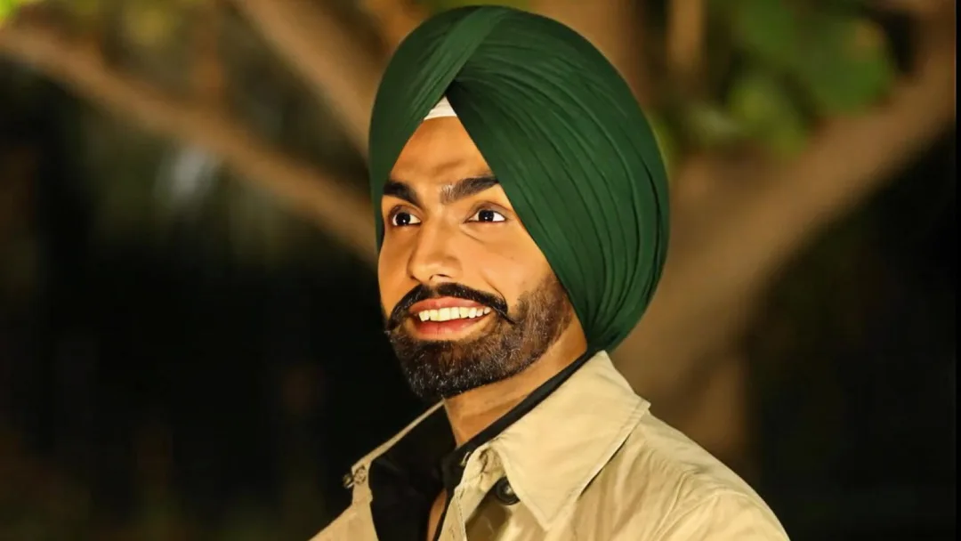 ammy virk wearing green turban and white jacket