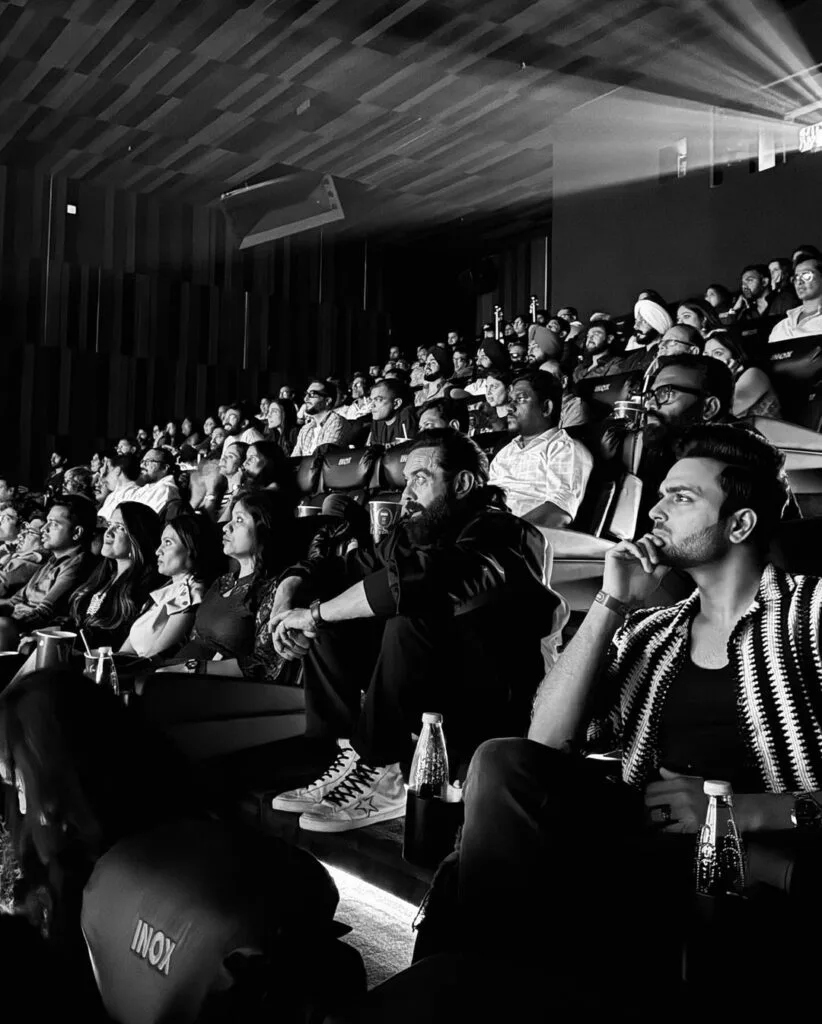 bobby deol watching animal in theatre
