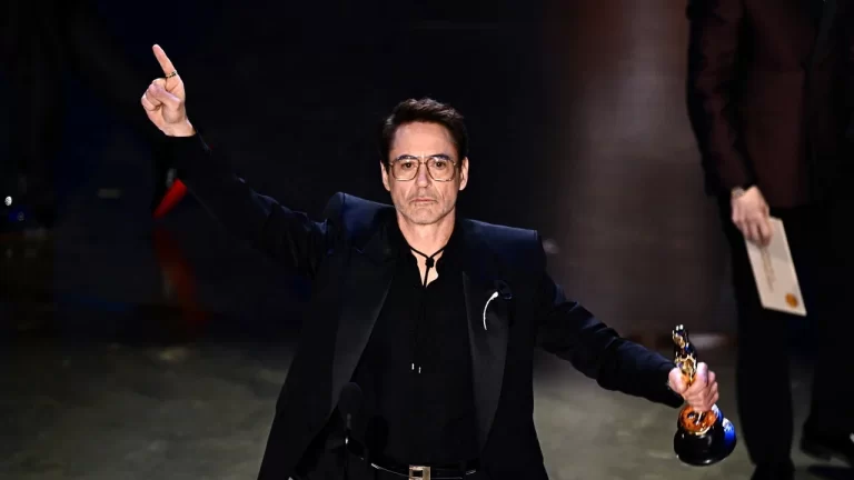 robert downey jr. wearing black suit