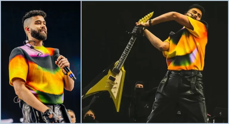 Ap Dhillon smashing his guitar in concert giving tribute to late singer sidhu moosewala