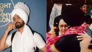 punjabi-singer-and-actor-diljit-dosanjh-with-his-mother-and-sister-in-his-concert-